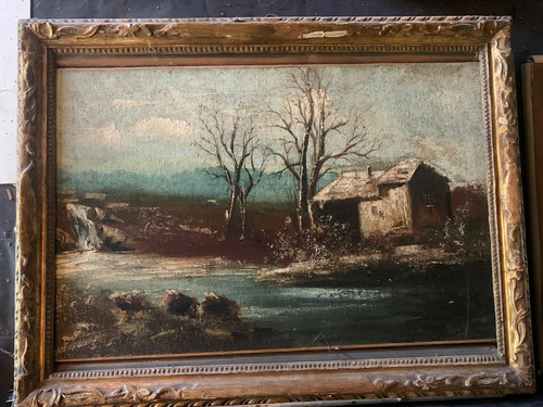 Olio tela casa sul - tela,