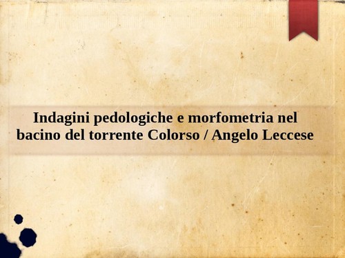 Indagini pedologiche - , e